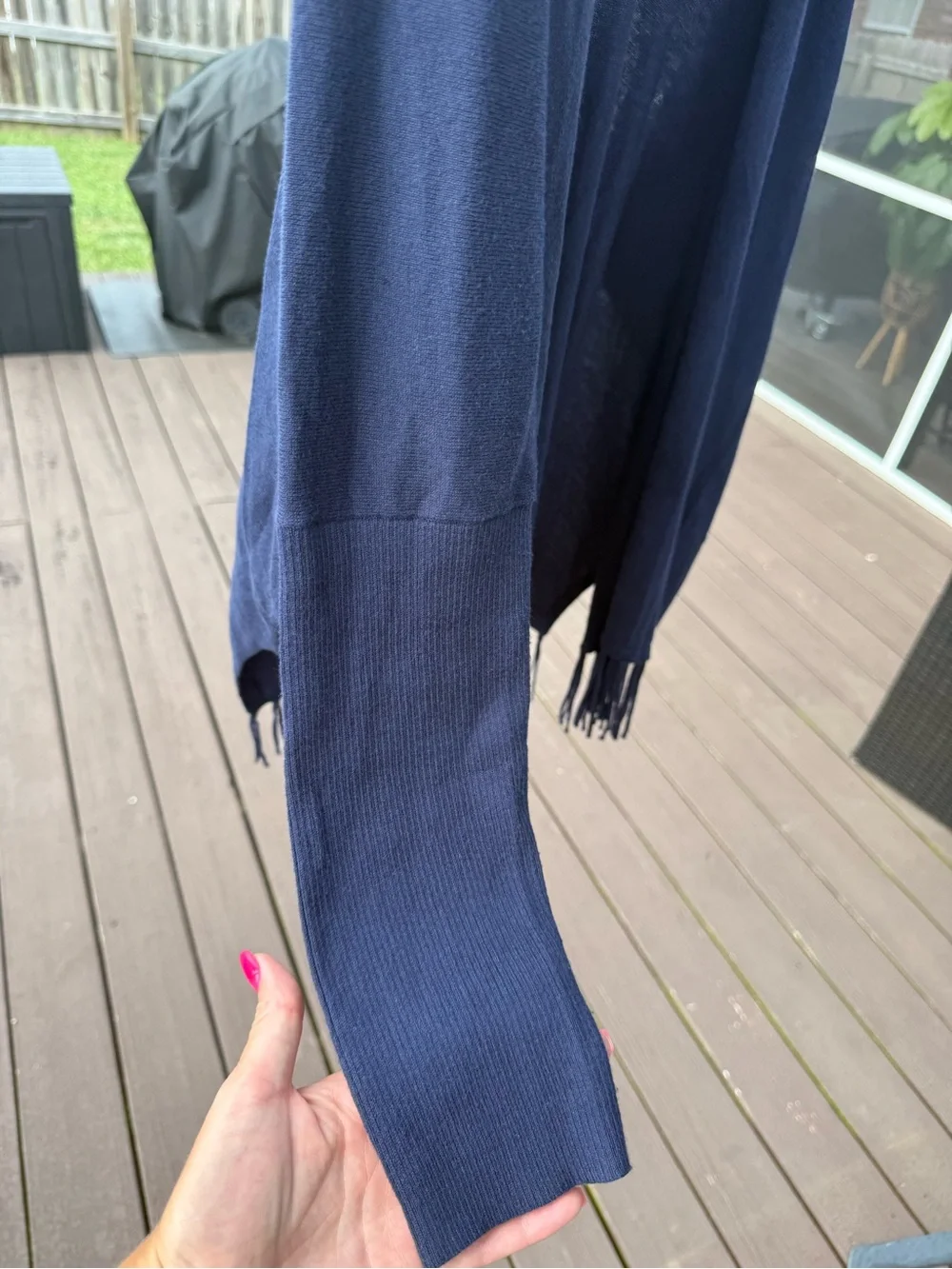 Lilly Pulitzer Navy Fringe Open-Front Cardigan